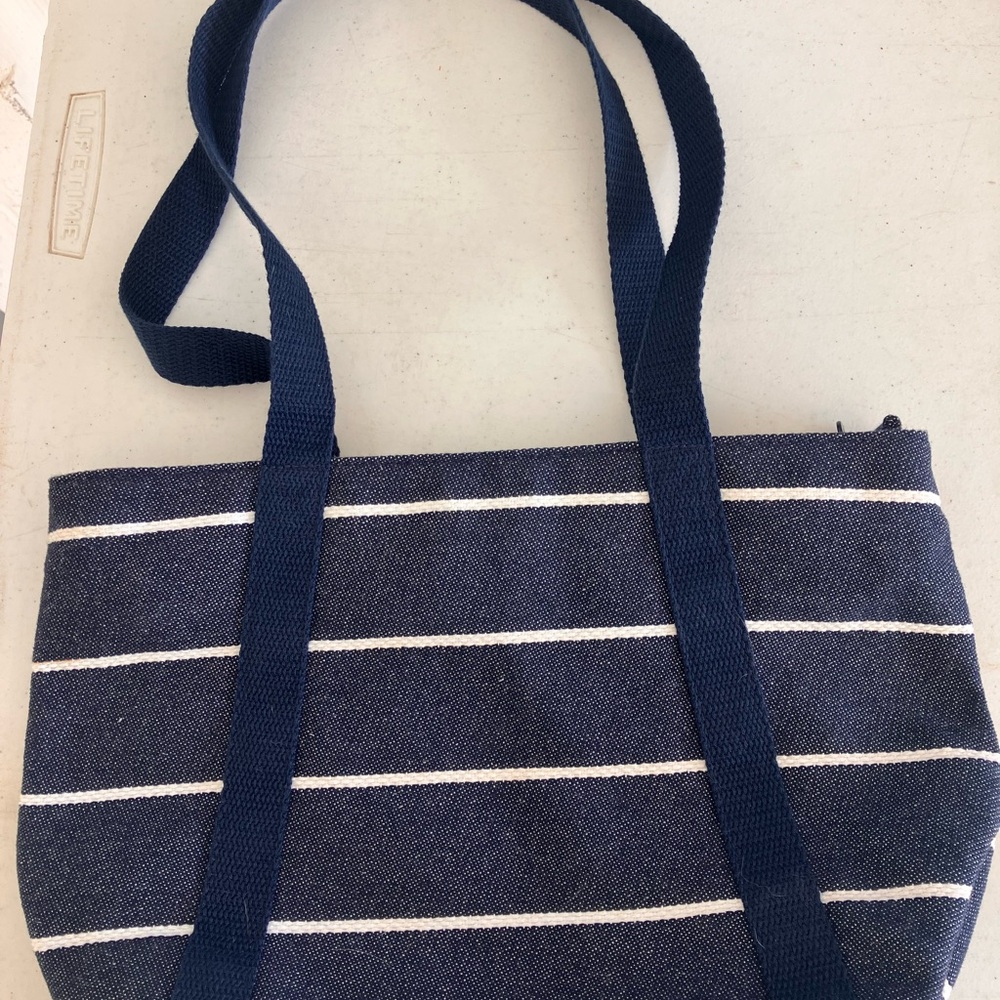 Thirty-One Navy and White Striped Mini Bag
